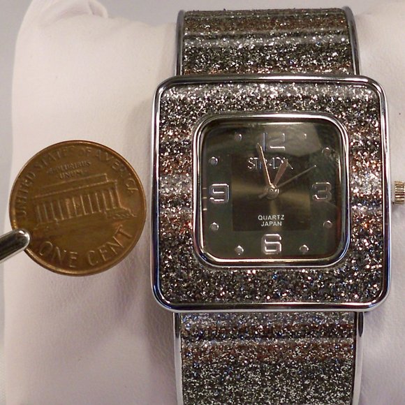 NEW Strada Black Brown Crystal Cuff Watch - Picture 4 of 5
